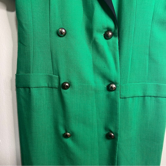 Vintage 80s Green Short Sleeve Dress - Picture 3 of 9